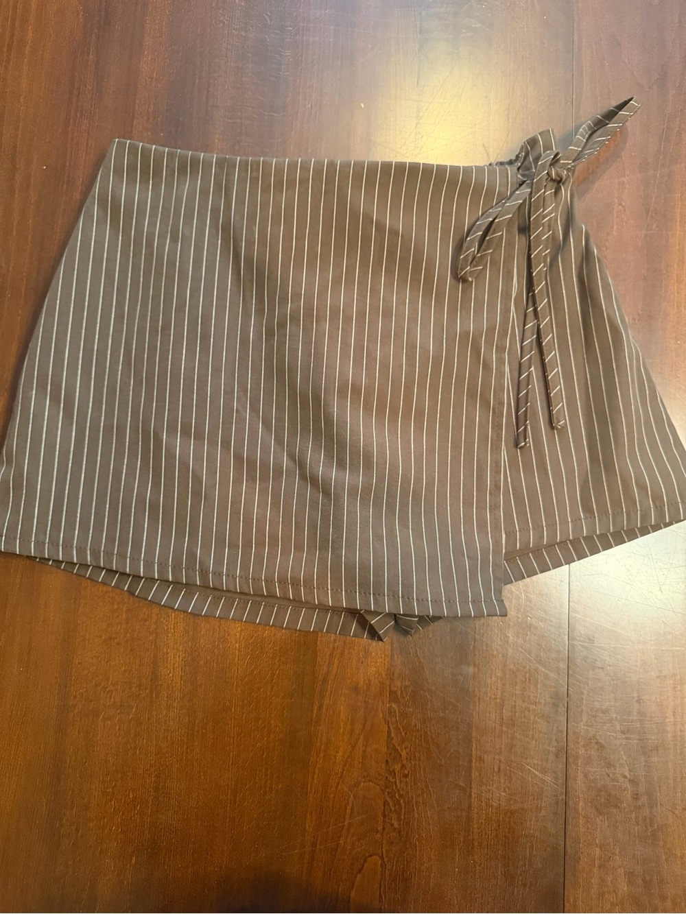 Pretty Garbage Brown Pinstripe Wrap Skort